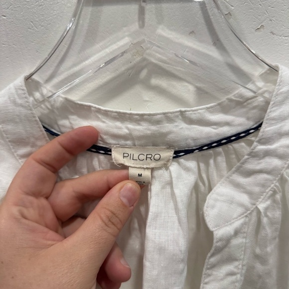 Anthropologie Pilcro The Tatum Futter Sleeve Blouse White Cotton Medium - Picture 4 of 12